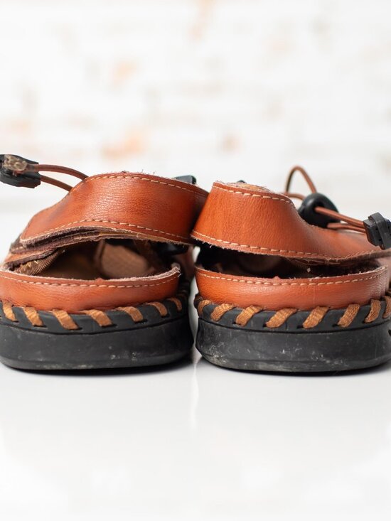 Menico Brown Leather Fisherman Sandals Size 48 Men\'s 15 Hook Loop Outdoor main image 8